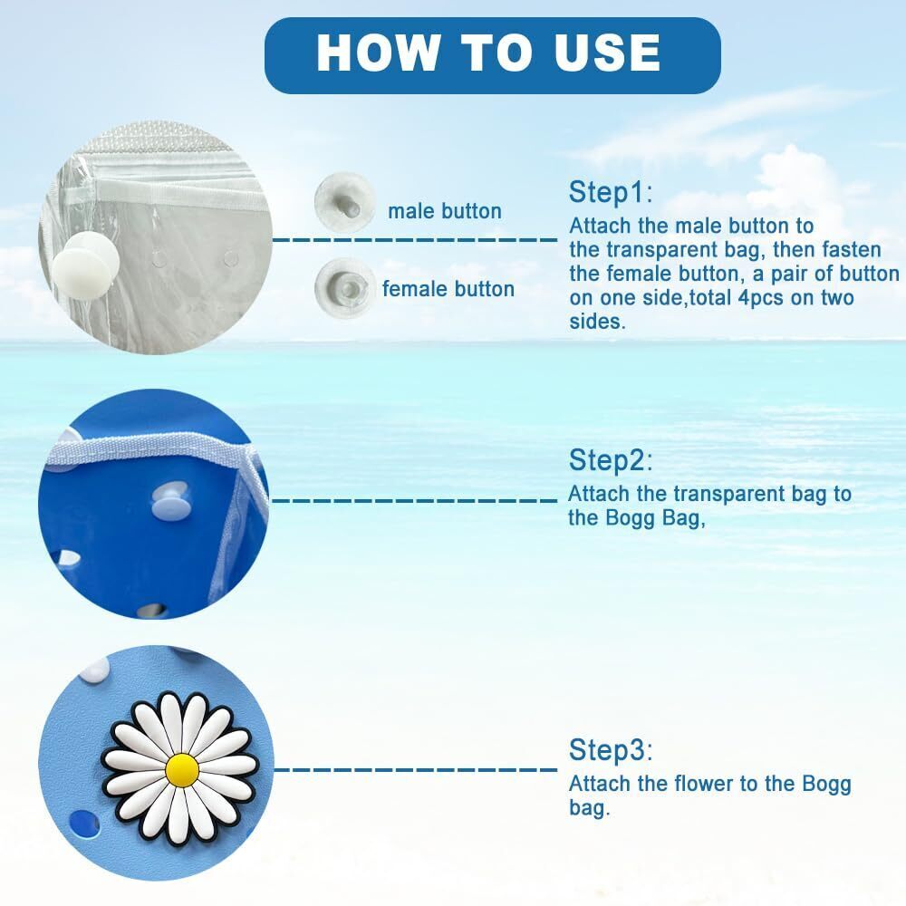 1667 Bogg Bag Organizer&Charm Accessories, Waterproof Clear Beach Storage - Picture 4 of 7